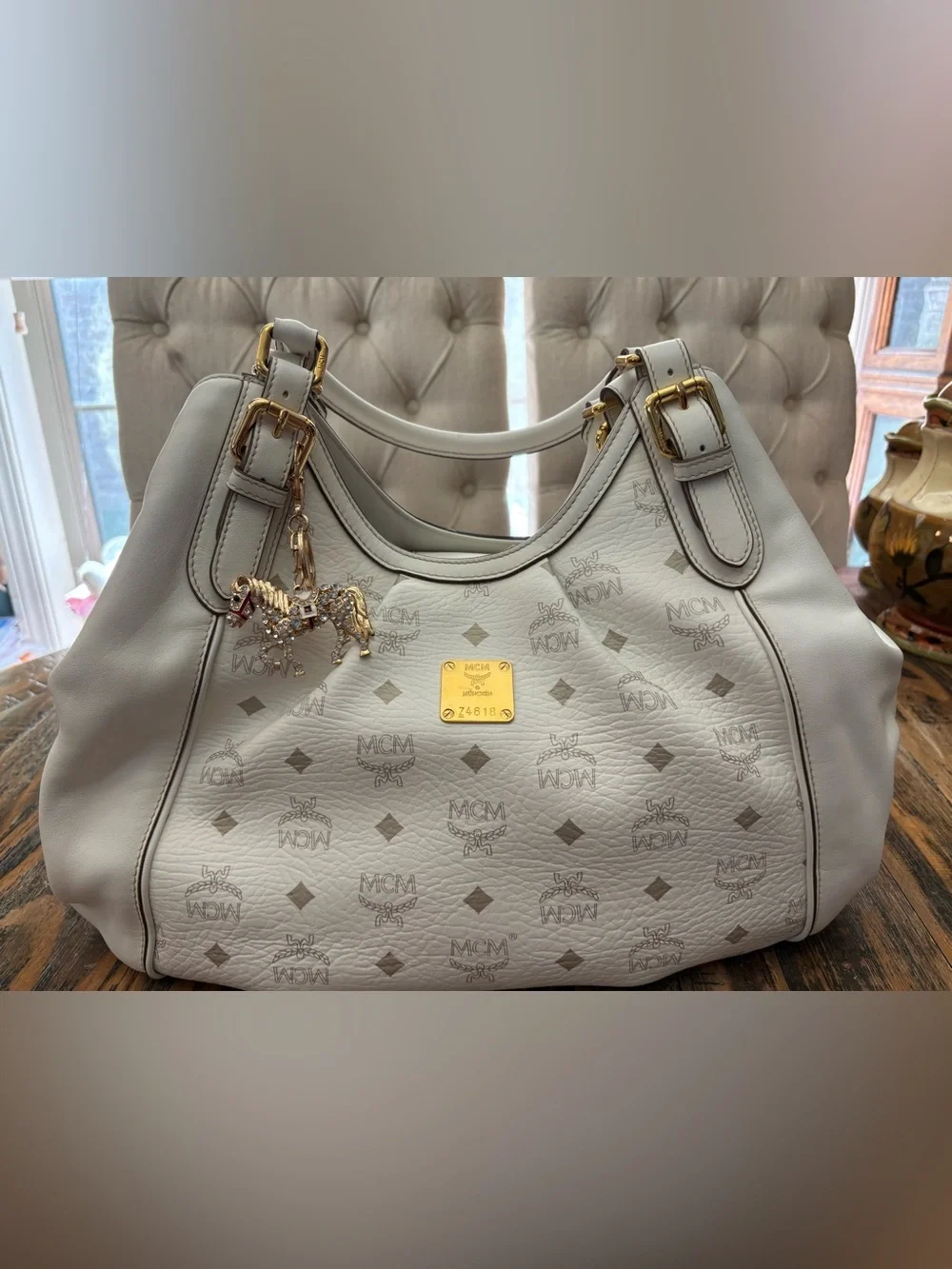 MCM Visetos Canvas & Leather Hobo Bag